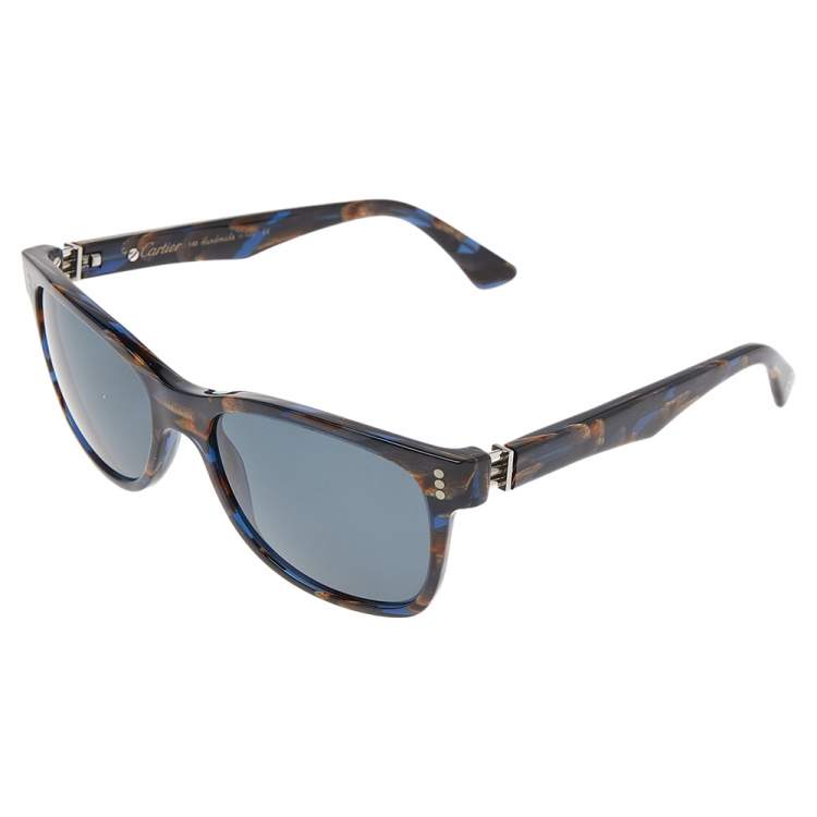 Pre Owned Cartier Black Tortoise/ Grey Polarized Premiere Wayfarer Sunglasses