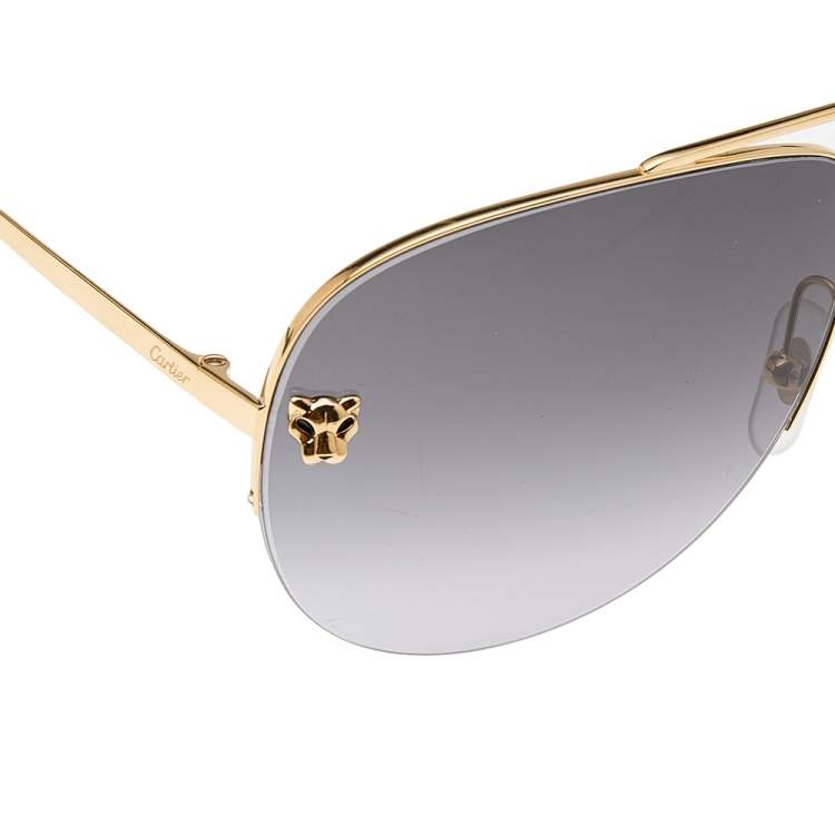 Pre Owned Cartier Grey Panthere De Gradient Aviator Sunglasses