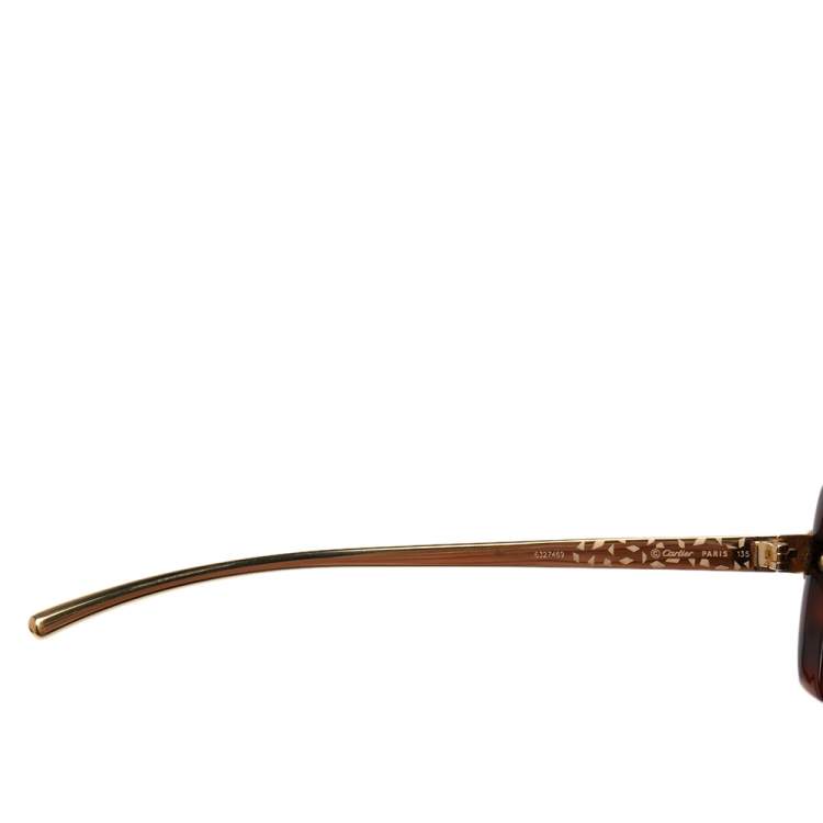 Pre Owned Cartier Brown/Gold Tone Panthere De Cartier Gradient Sunglasses