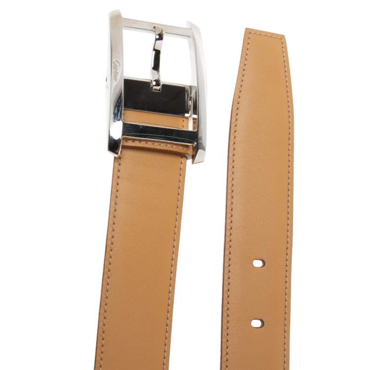 Pre Owned Cartier Tan Leather Buckle Belt