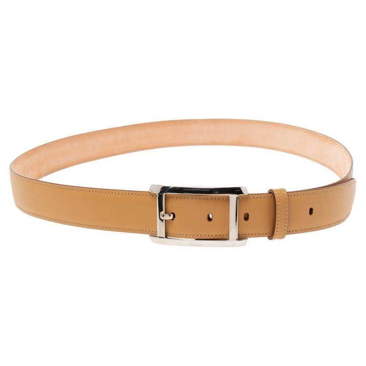 Pre Owned Cartier Tan Leather Buckle Belt