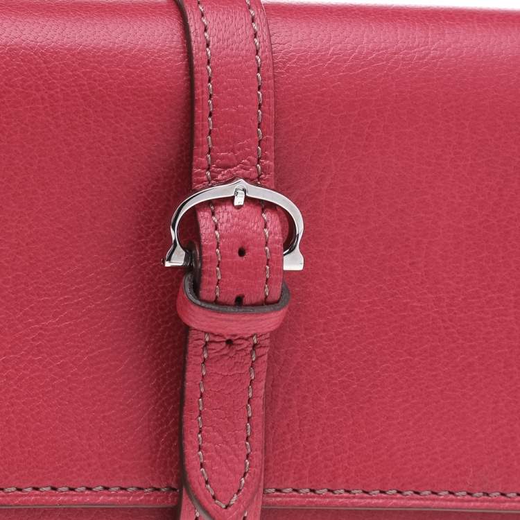Pre Owned Cartier Fuchsia Leather Jewelry Roll Holder Travel Case