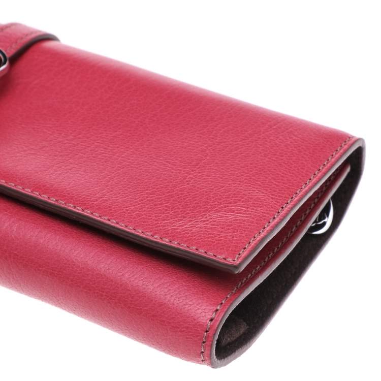 Pre Owned Cartier Fuchsia Leather Jewelry Roll Holder Travel Case