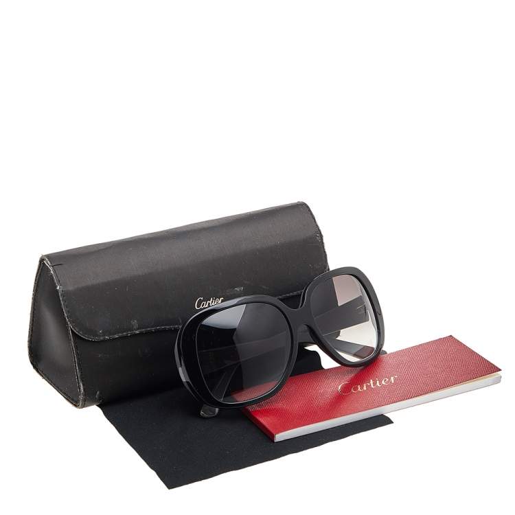 Pre Owned Cartier Black/Grey Gradient C Decor Jackie O Square Sunglasses