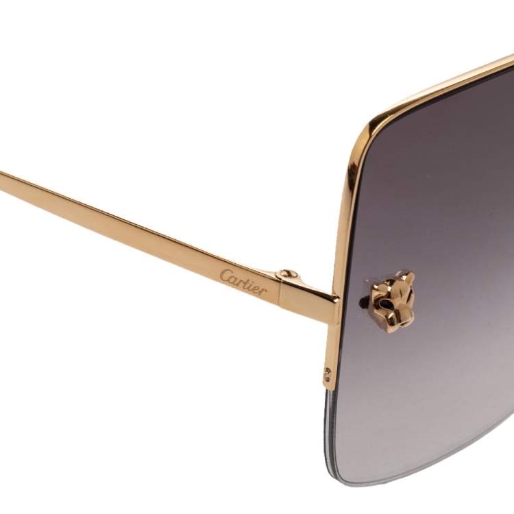 Pre Owned Cartier Black CT0121S Oversized Square Gradient Sunglasses 