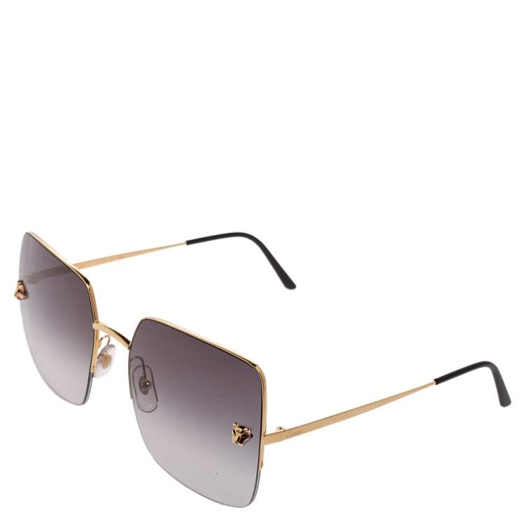 Pre Owned Cartier Black CT0121S Oversized Square Gradient Sunglasses 