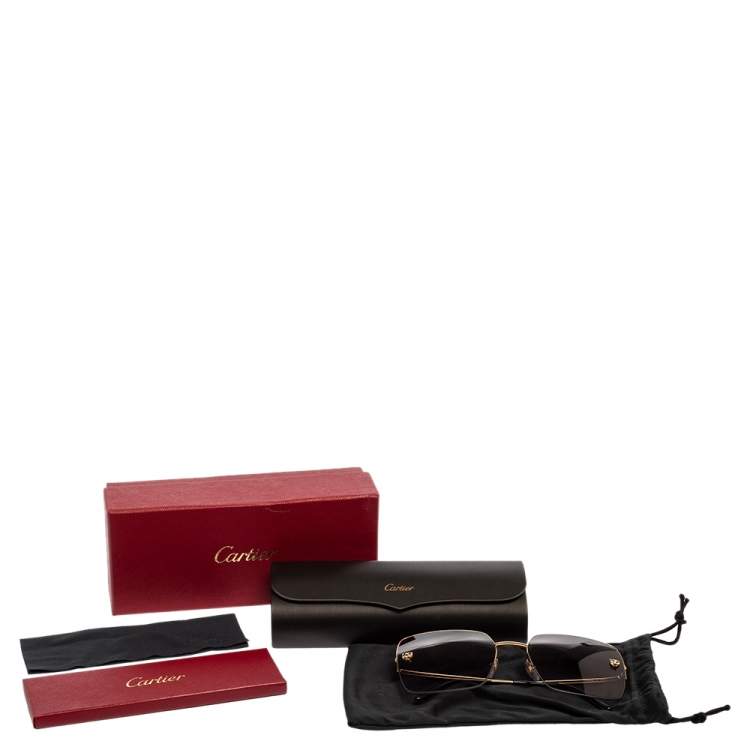 Pre Owned Cartier Black CT0121S Oversized Square Gradient Sunglasses 