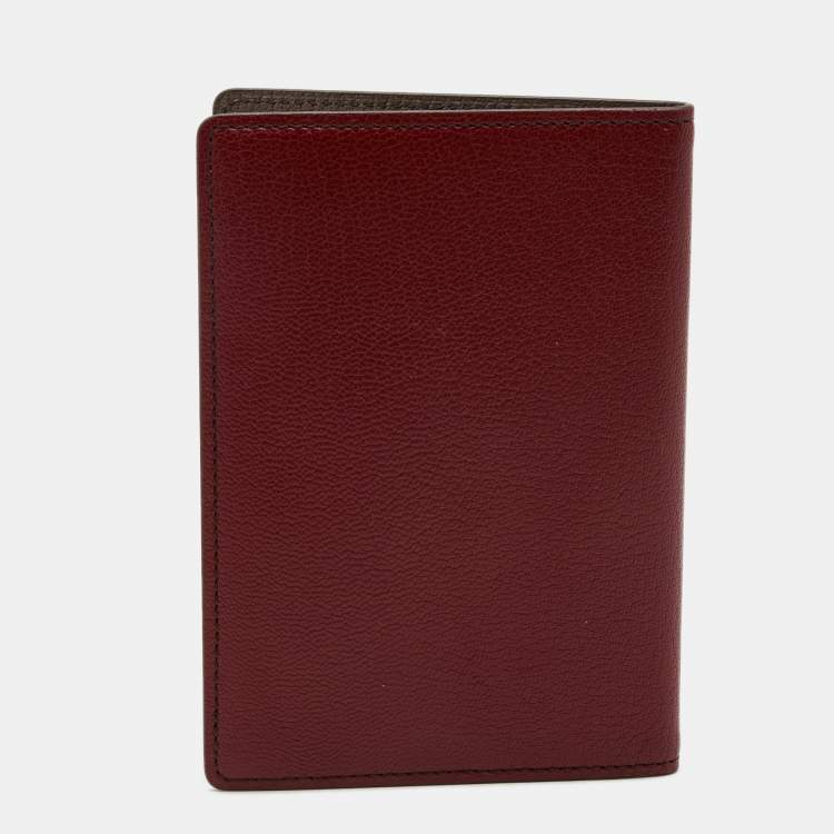 Pre Owned Cartier Maroon Leather Passport Holder