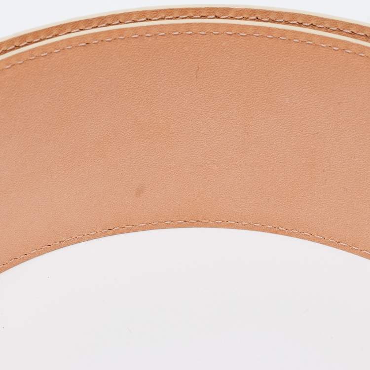 Pre Owned Cartier Gold Leather Happy Birthday Logo Plaque Wide Belt