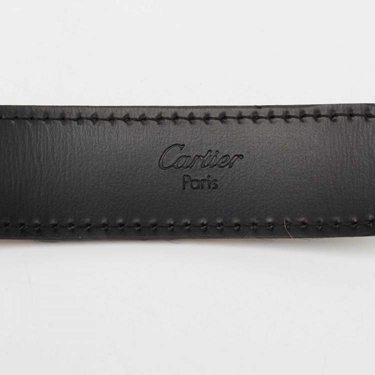 Pre Owned Cartier Brown/Black Leopard Print Calfhair Skinny Belt 85 CM