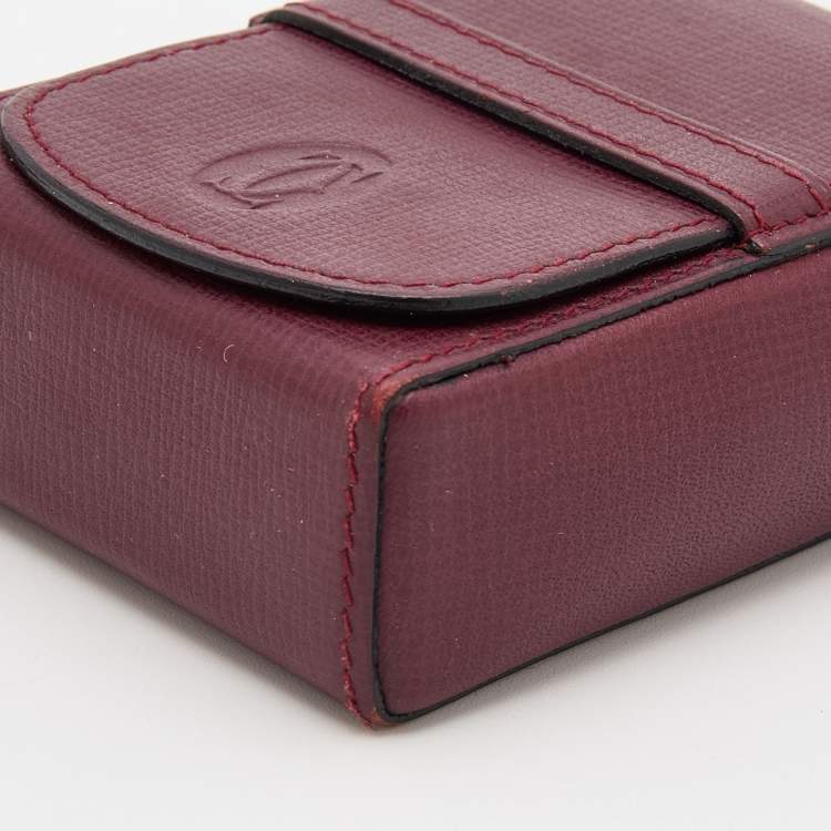 Pre Owned Cartier Burgundy Leather Must de Cartier Business Card Holder