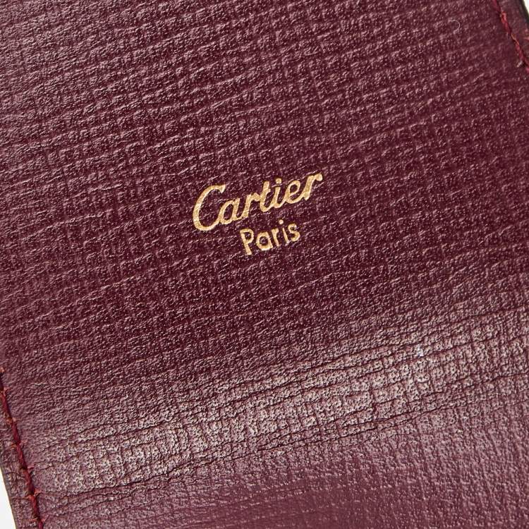 Pre Owned Cartier Burgundy Leather Must de Cartier Business Card Holder