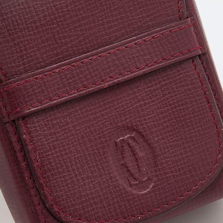 Pre Owned Cartier Burgundy Leather Must de Cartier Business Card Holder