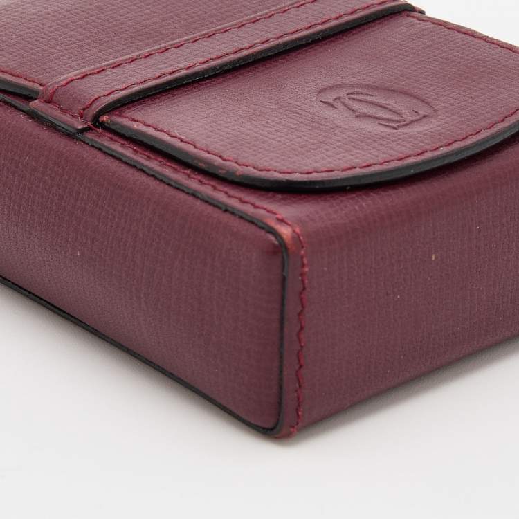 Pre Owned Cartier Burgundy Leather Must de Cartier Business Card Holder