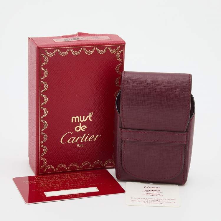 Pre Owned Cartier Burgundy Leather Must de Cartier Business Card Holder