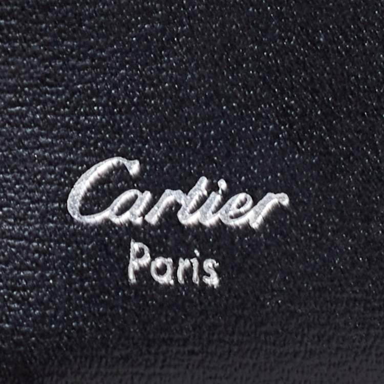 Pre Owned Cartier Black Leather 6 Key Ring C Decor Wallet