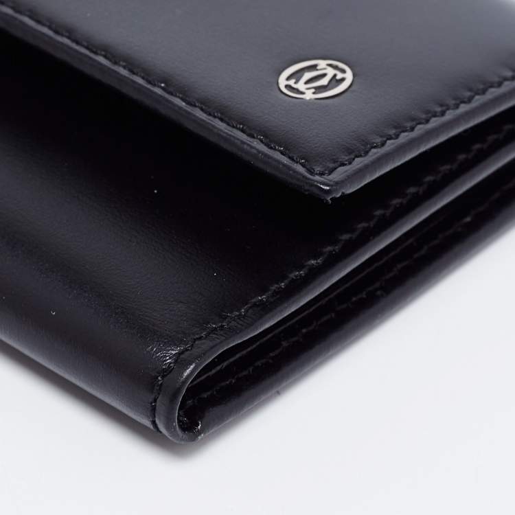 Pre Owned Cartier Black Leather 6 Key Ring C Decor Wallet