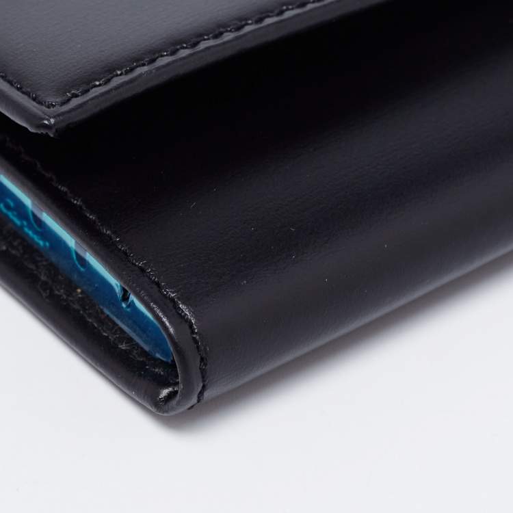 Pre Owned Cartier Black Leather 6 Key Ring C Decor Wallet