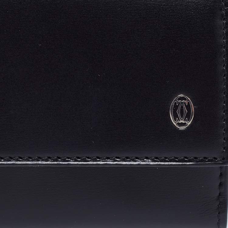 Pre Owned Cartier Black Leather 6 Key Ring C Decor Wallet