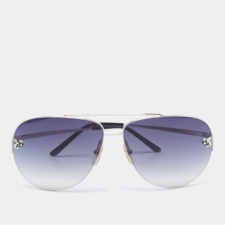 Pre Owned Cartier Black Gradient Panthere De Cartier Aviator Sunglasses