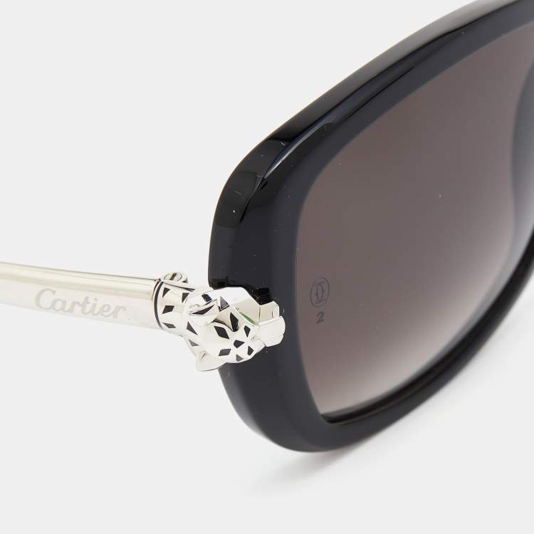 Pre Owned Cartier Black/Grey Gradient Panthère Wild de Cartier Sunglasses
