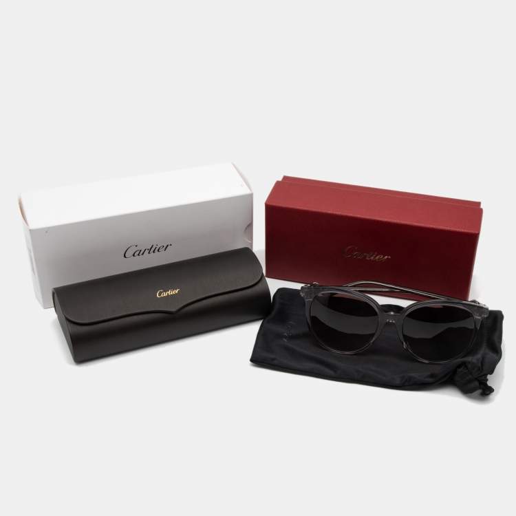 Pre Owned Cartier Black/Grey Gradient Cat Eye Sunglasses
