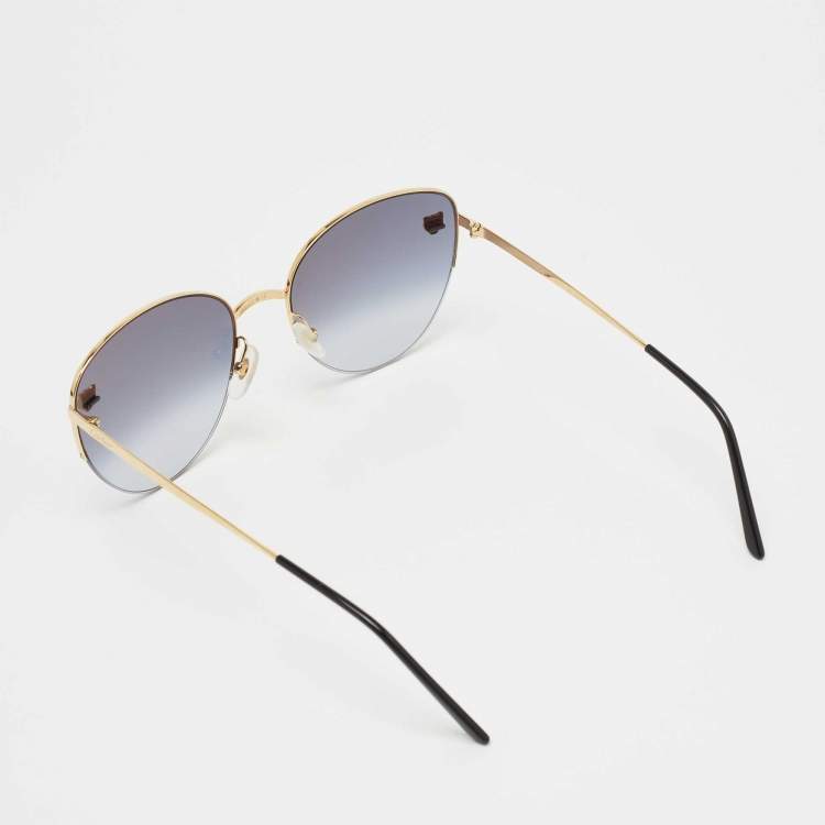 Pre Owned Cartier Blue/Gold Gradient Panthere De Cartier Aviator Sunglasses