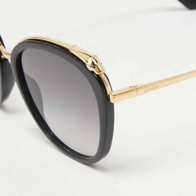 Pre Owned Cartier Black CT0150s Panthere de Cartier Cat Eye Sunglasses