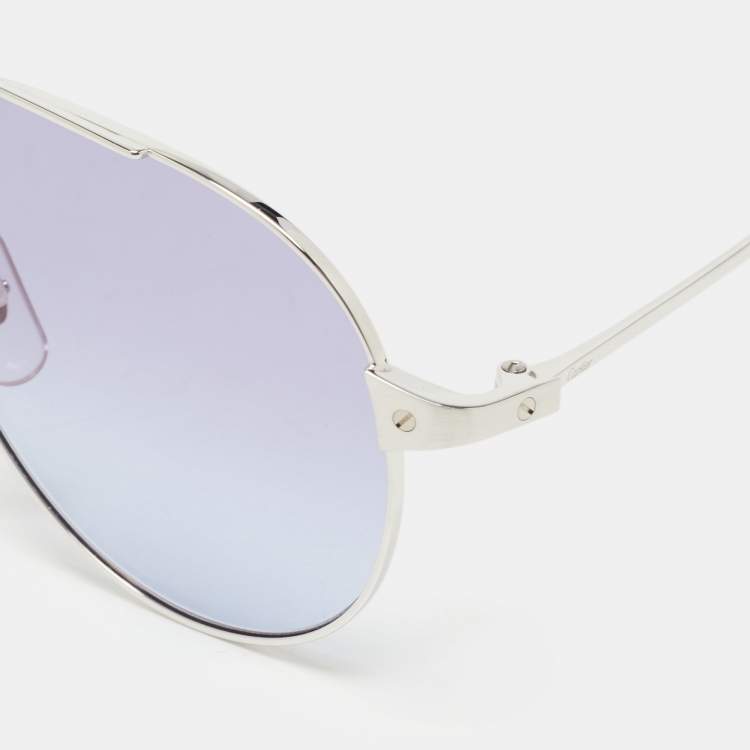 Pre Owned Cartier Blue CT0298S Santos de Cartier Aviator Sunglasses