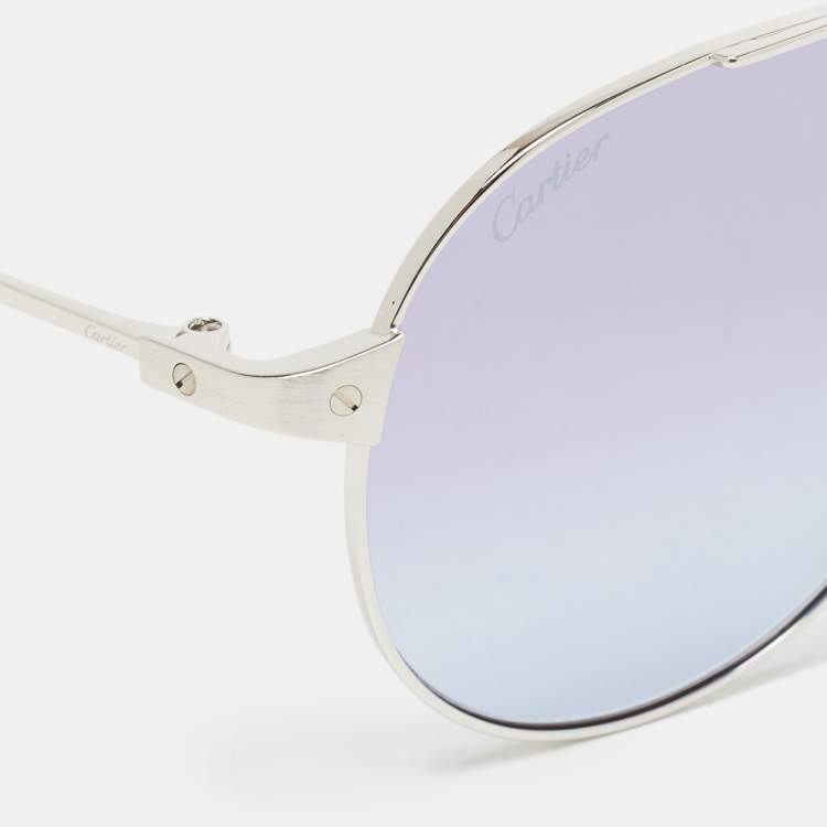 Pre Owned Cartier Blue CT0298S Santos de Cartier Aviator Sunglasses
