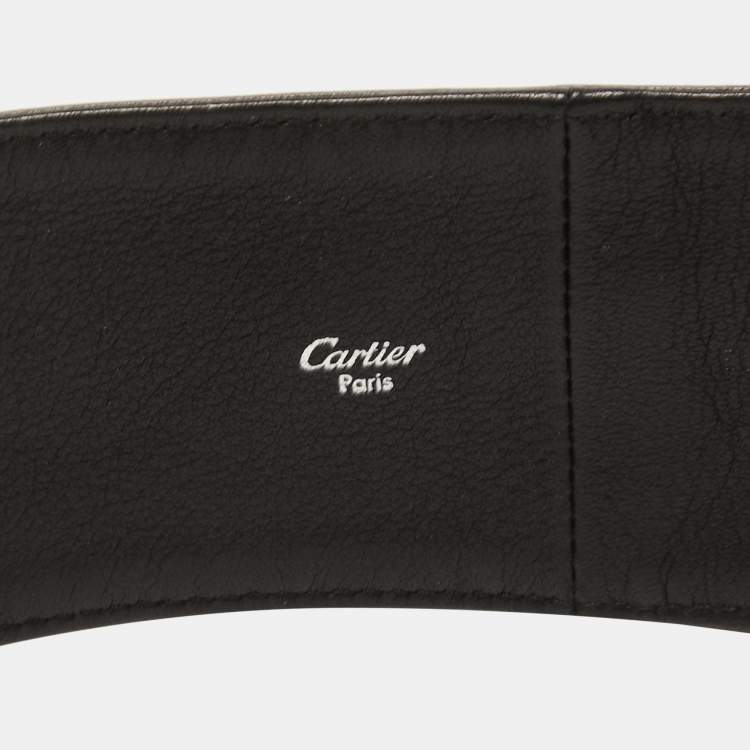Pre Owned Cartier Black Leather Infinity Waist Belt 