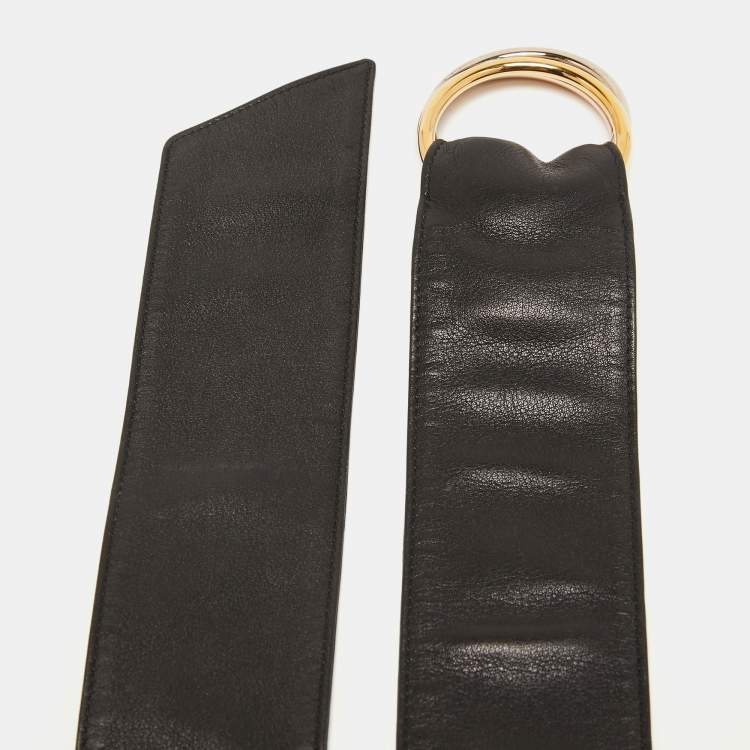 Pre Owned Cartier Black Leather Infinity Waist Belt 