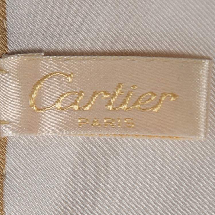 Pre Owned Cartier White Floral Boot Silk Square Scarf