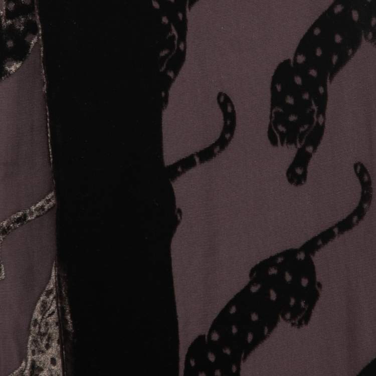 Pre Owned Cartier Brown Devore Panthere Silk Blend Stole 