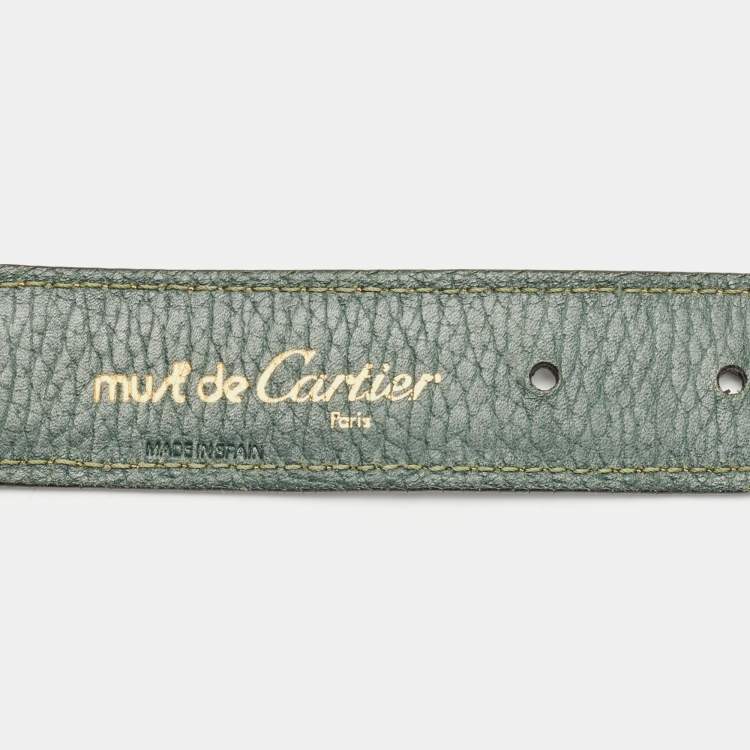 Pre Owned Cartier Green Leather Waist Belt 70CM