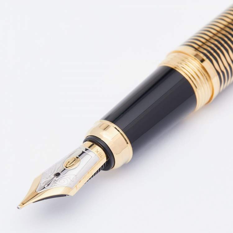 Pre Owned Cartier Louis Cartier Limited Series Gold Plated Fountain Pen 18K Gold Nib
