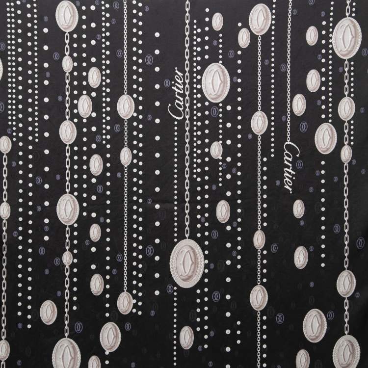 مملوكة مسبقًا Cartier Black Chain Print Silk Scarf