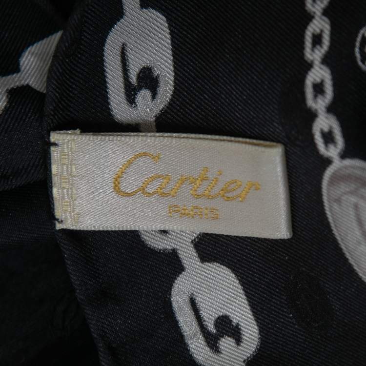 مملوكة مسبقًا Cartier Black Chain Print Silk Scarf