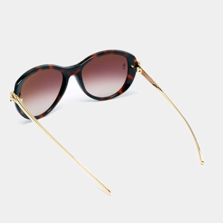 Pre Owned Cartier Brown/Gold Panthere Wild Cat Eye Sunglasses