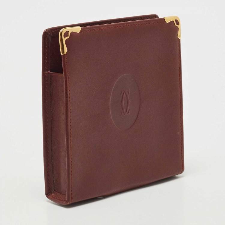 Pre Owned Cartier Burgundy Leather Cigarette Case