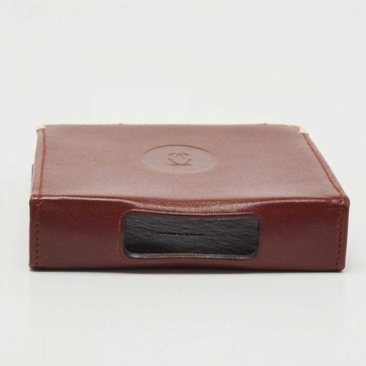 Pre Owned Cartier Burgundy Leather Cigarette Case