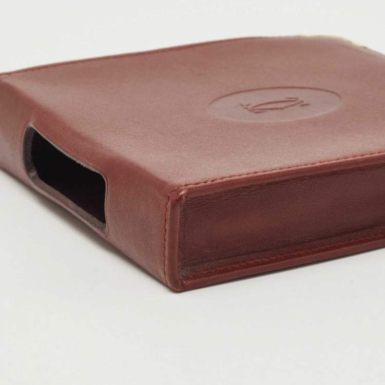 Pre Owned Cartier Burgundy Leather Cigarette Case