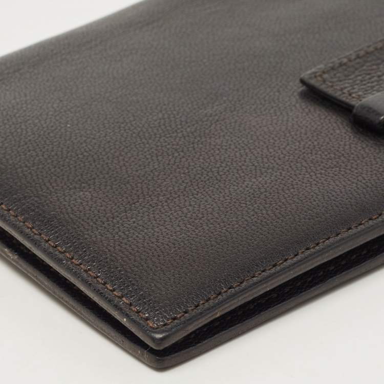 Pre Owned Cartier Dark Brown Leather Flap Passport Holder