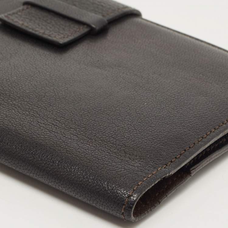 Pre Owned Cartier Dark Brown Leather Flap Passport Holder