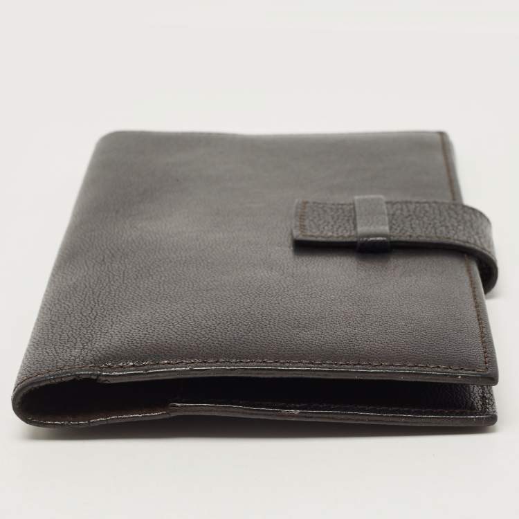 Pre Owned Cartier Dark Brown Leather Flap Passport Holder
