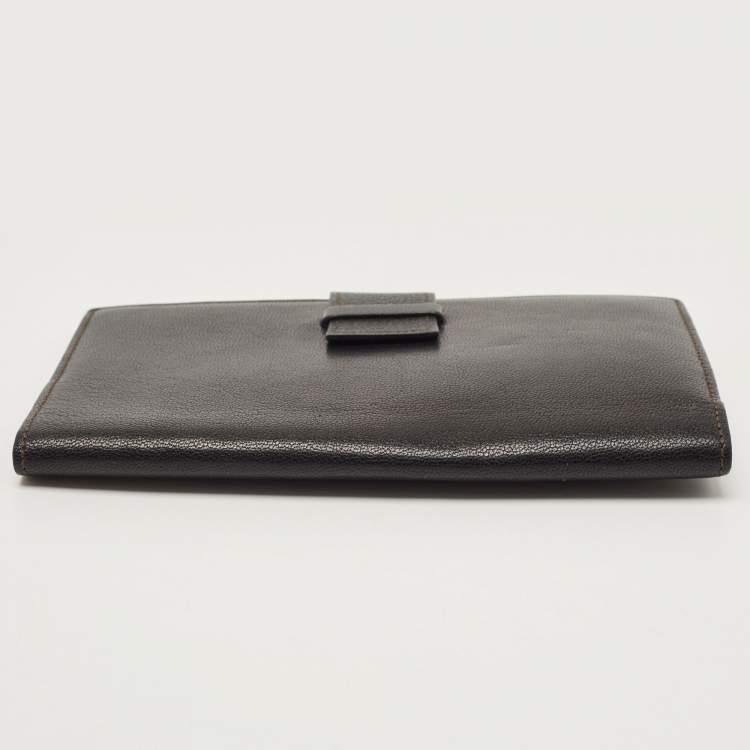 Pre Owned Cartier Dark Brown Leather Flap Passport Holder
