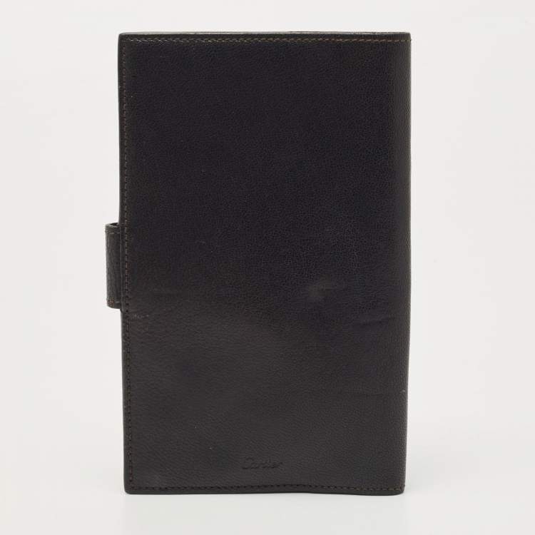 Pre Owned Cartier Dark Brown Leather Flap Passport Holder