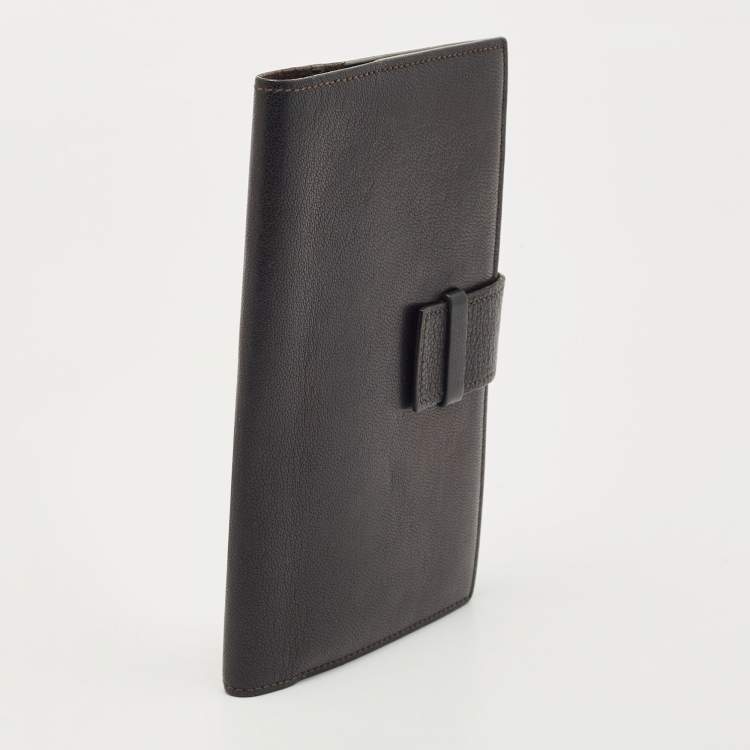 Pre Owned Cartier Dark Brown Leather Flap Passport Holder