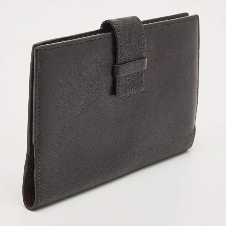 Pre Owned Cartier Dark Brown Leather Flap Passport Holder