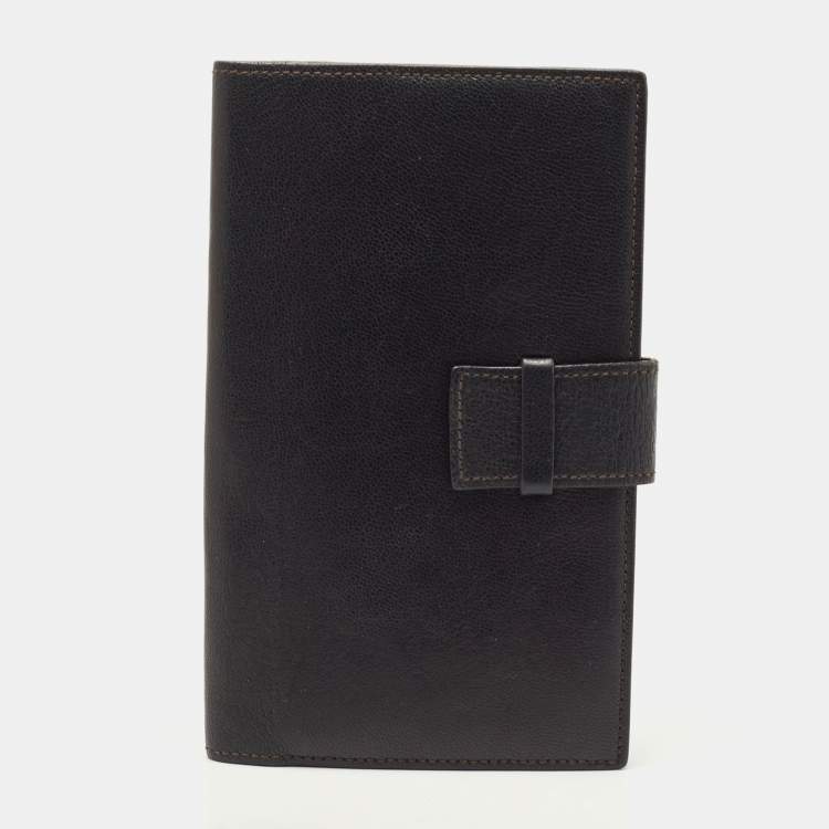 Pre Owned Cartier Dark Brown Leather Flap Passport Holder